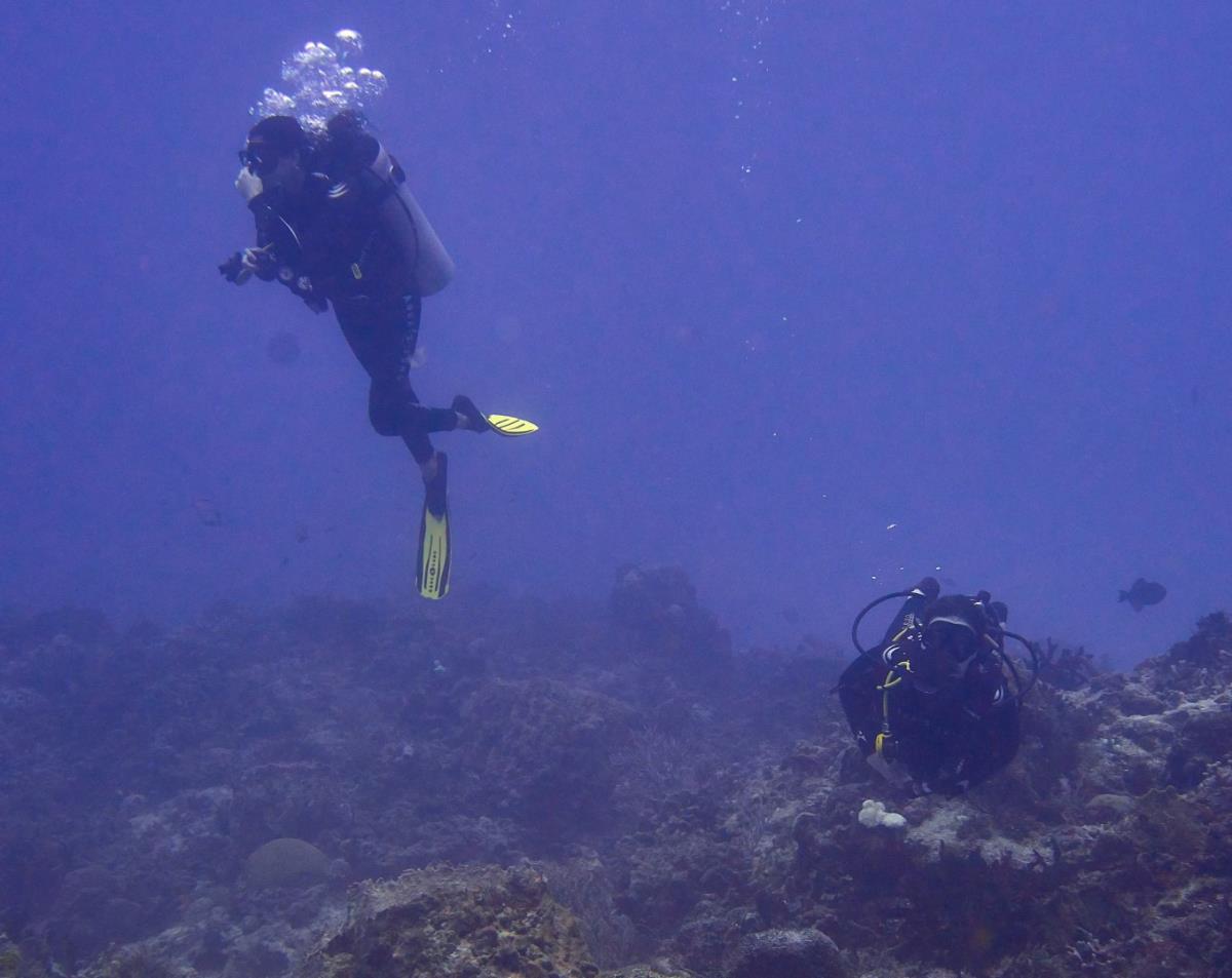 Scuba divers in Cozumel at Cedral Pass